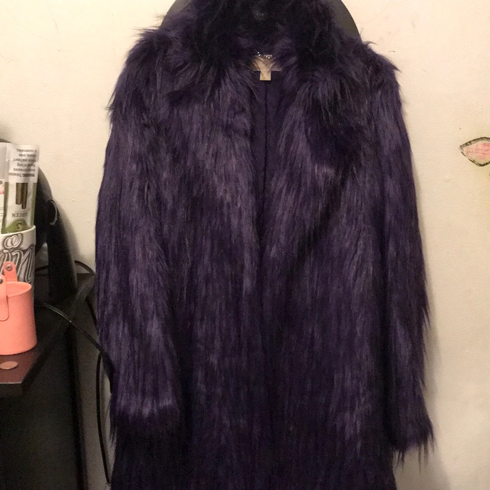 Michael kors purple faux fur jacket